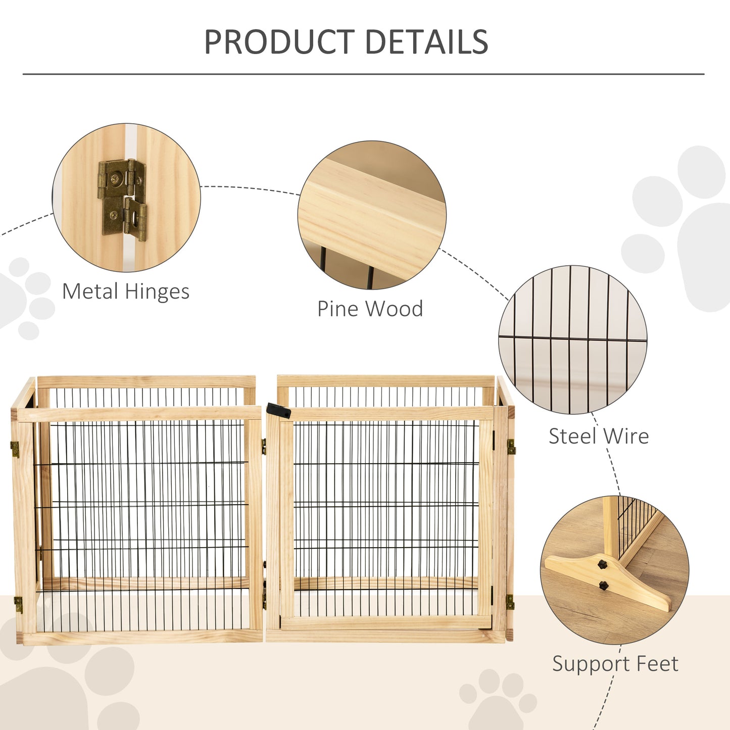 Wood & Metal Pet Gate - Secure Barrier for Dogs & Puppies .
