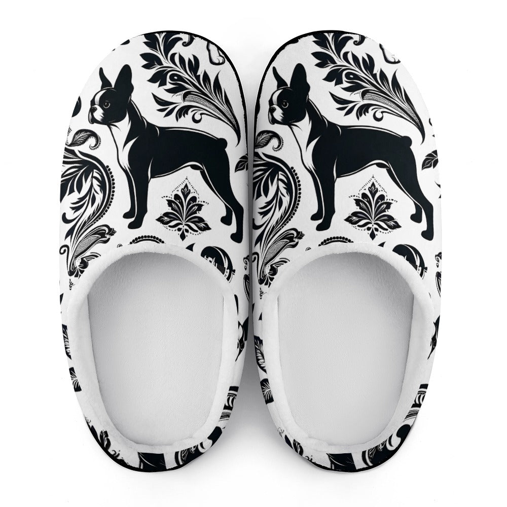 Paisley Pup - Boston Terrier Dog Women's Cotton slippers