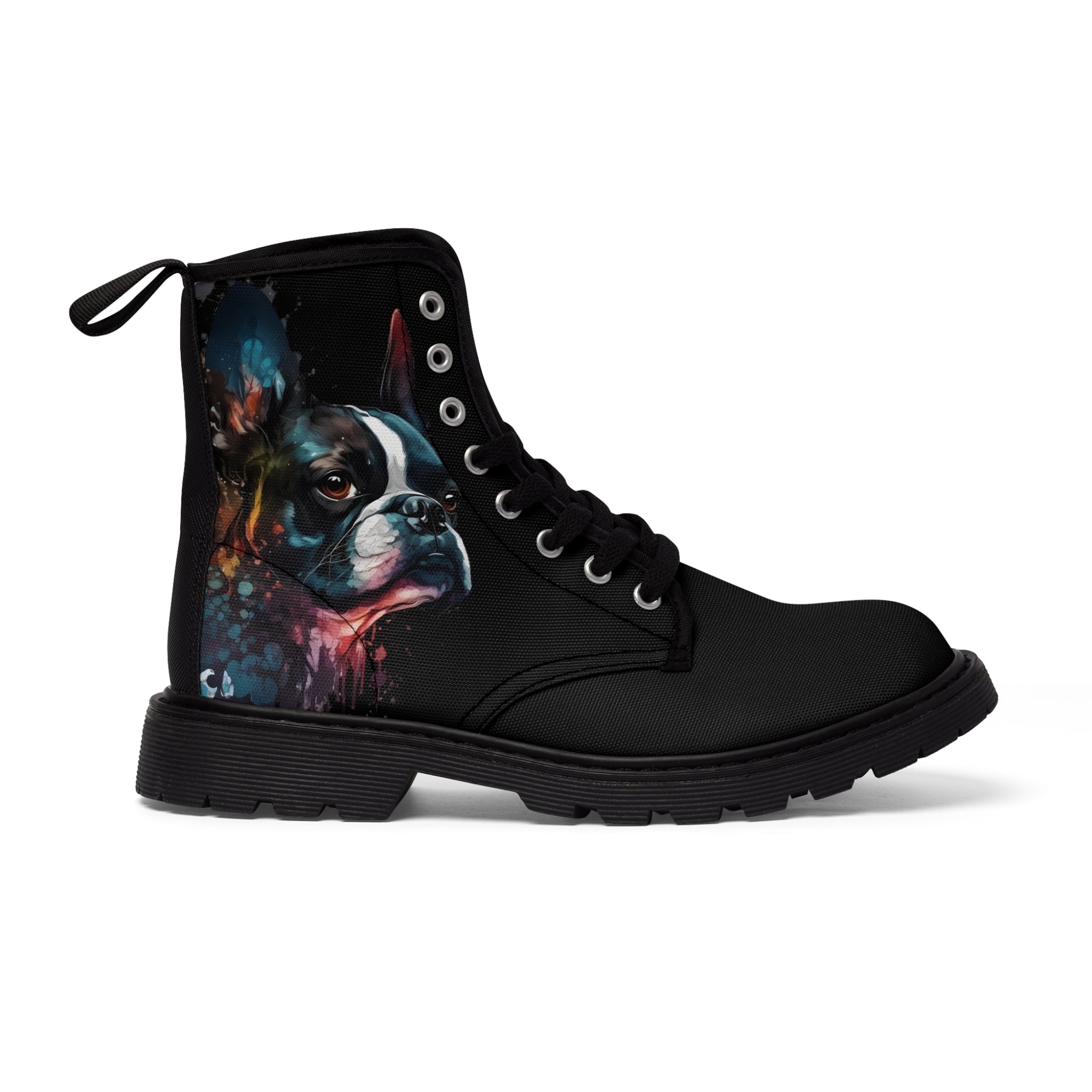 Boston Terrier Art - Men's Martin Canvas Boots