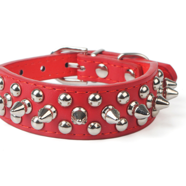 Adjustable PU Leather Studs Dog Collar