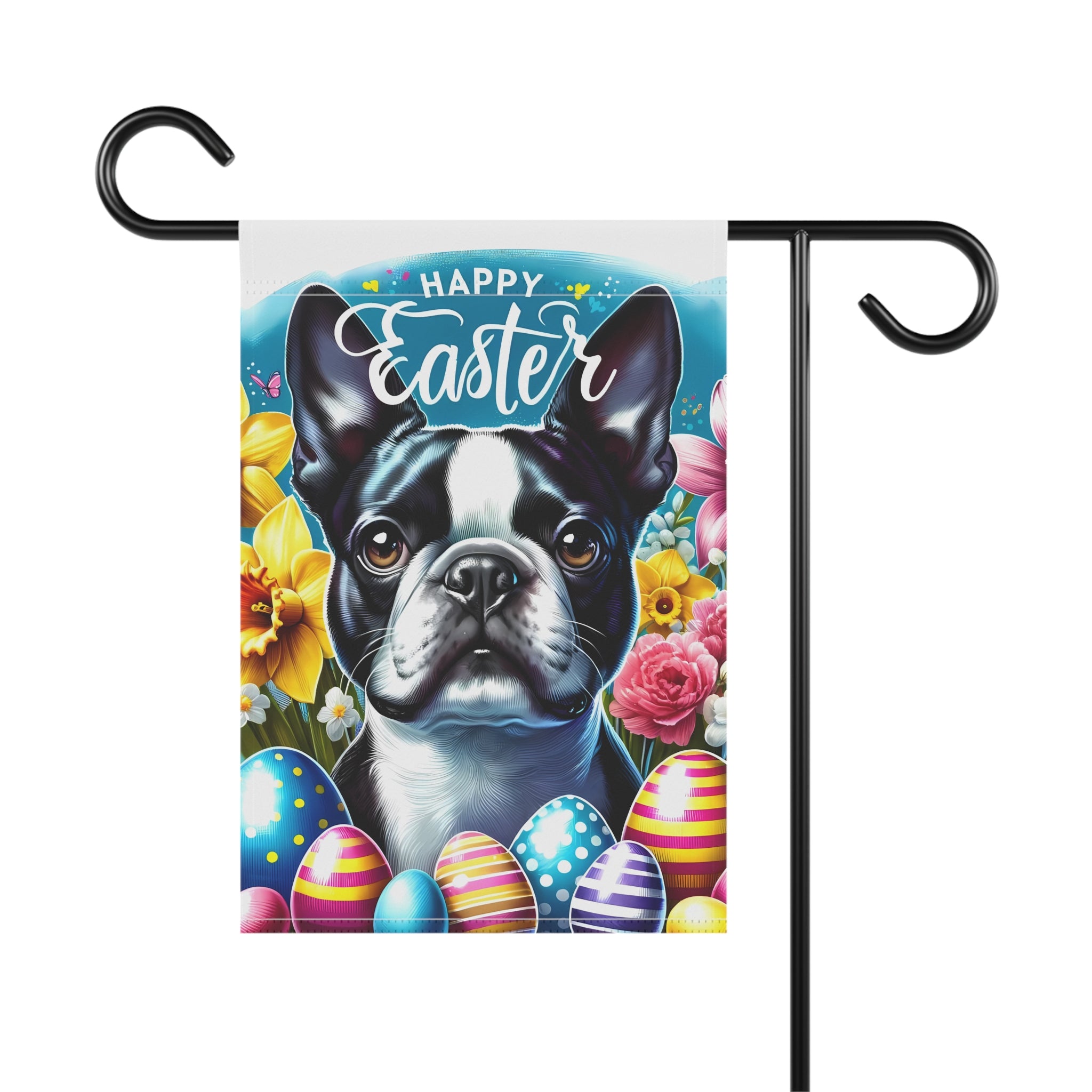 Happy Easter Boston Terrier Garden & House Banner