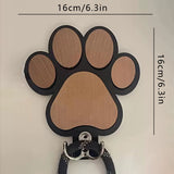 Paw Print Wooden Dog Leash Holder Wall Hook – Rustic Pet Collar & Coat Organizer, Paw Design Hanger Gift for Dog Lovers