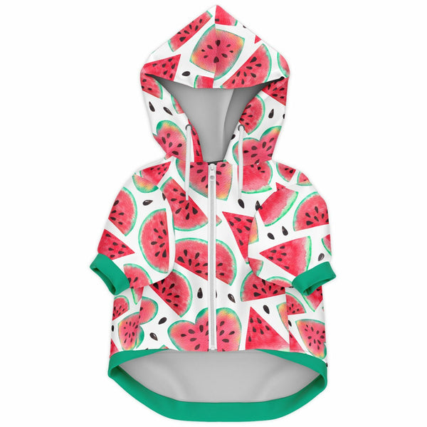 Watermelon Fruit Fashion Dog Zip-Up Hoodie - White