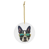 Christmas Boston Terrier Into The Wild Ceramic Ornament, 1-Pack