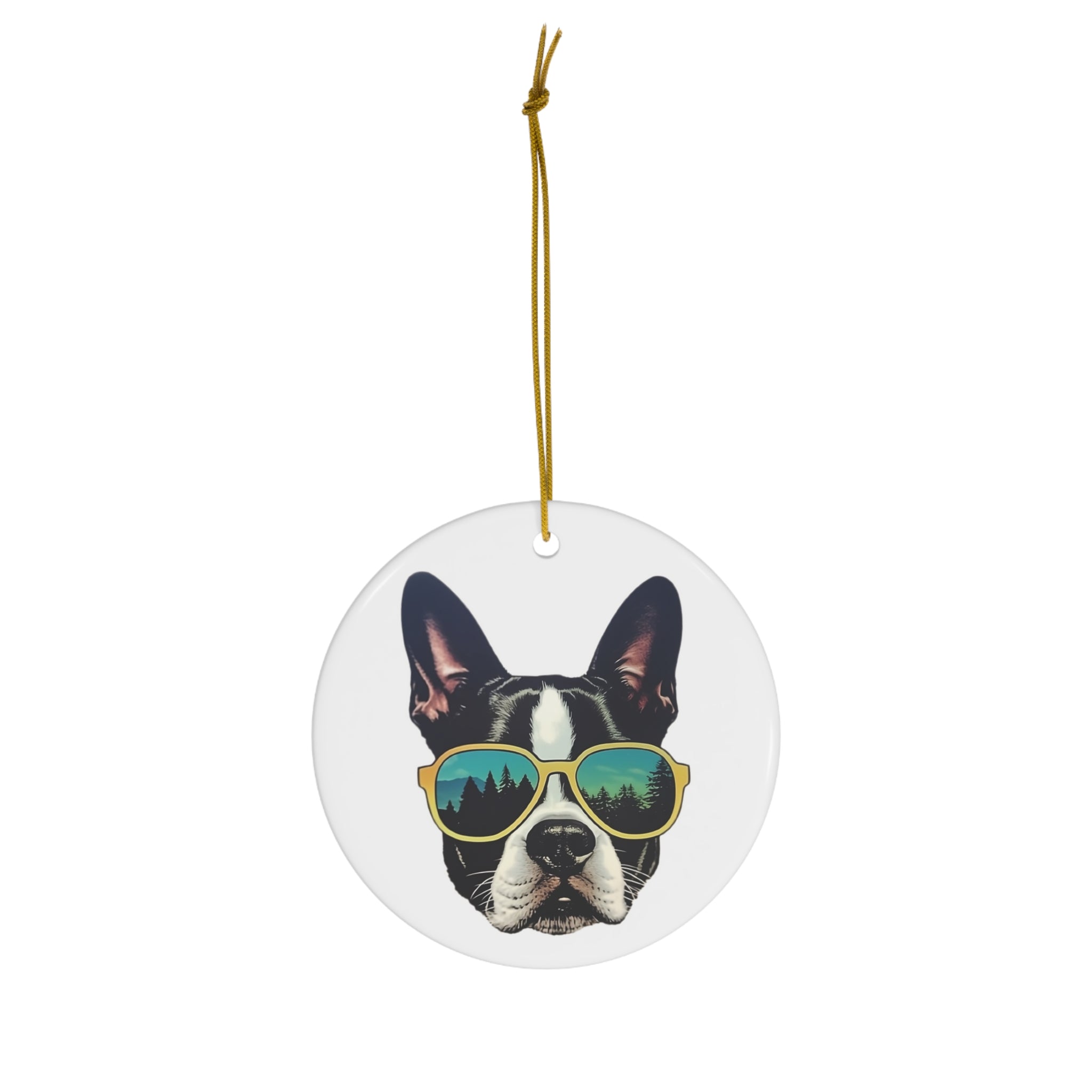 Christmas Boston Terrier Into The Wild Ceramic Ornament, 1-Pack