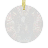 Colorful Geometric Boston Terrier Stained Glass Ornaments - Brown and Harmonious