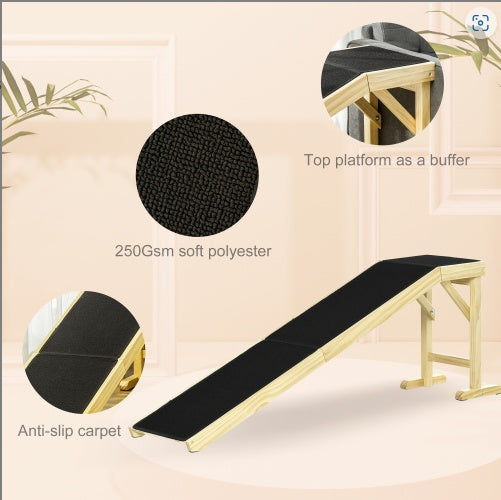 Pet Ramp For Dog With Non-slip Carpet And Top Platform