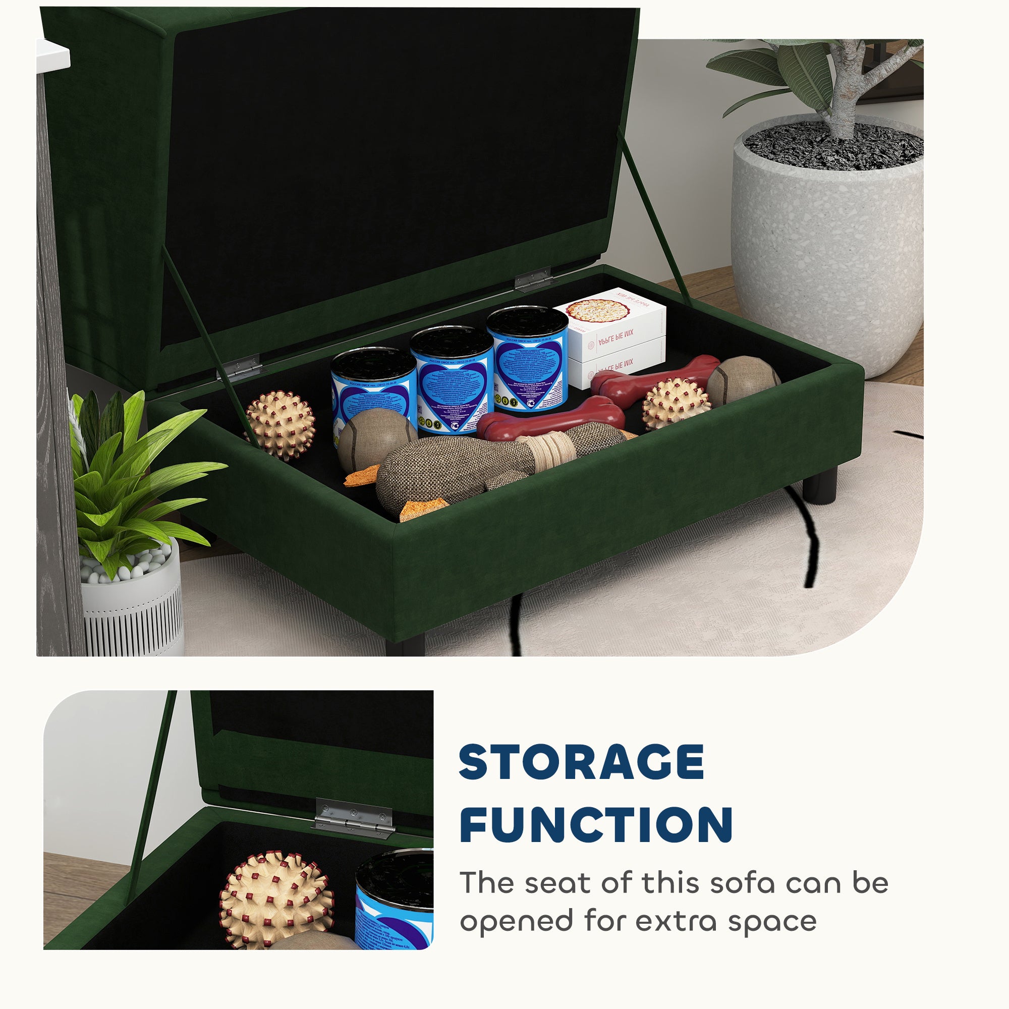 Pet Sofa Bed Couch With Storage - Green