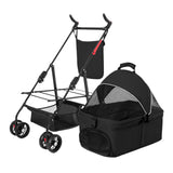 4-Wheels Pet Stroller Foldable Carrier With Removable Liner and Storage Basket