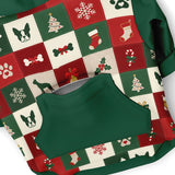 Dog Zip-Up Hoodie - Boston Terrier Christmas Patchwork