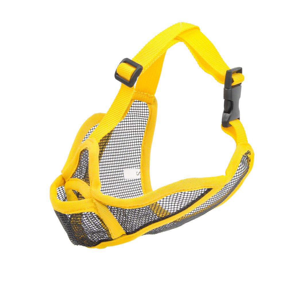 Short Snout Dog Muzzle to Prevent Eating Everything – Soft Mesh, Secure Fit . Yellow