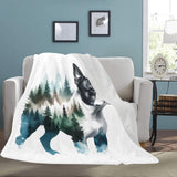Watercolor Forest Boston Terrier Dog Portrait Ultra-Soft Micro Fleece Blanket .