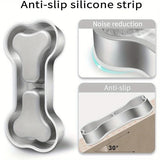 Stainless Steel Dog Food Bowl Bone Shape Dog Dual Dish For Food And Water Metal Pet Bowl Feeding Bowl - Sturdy Durable Non-Slip