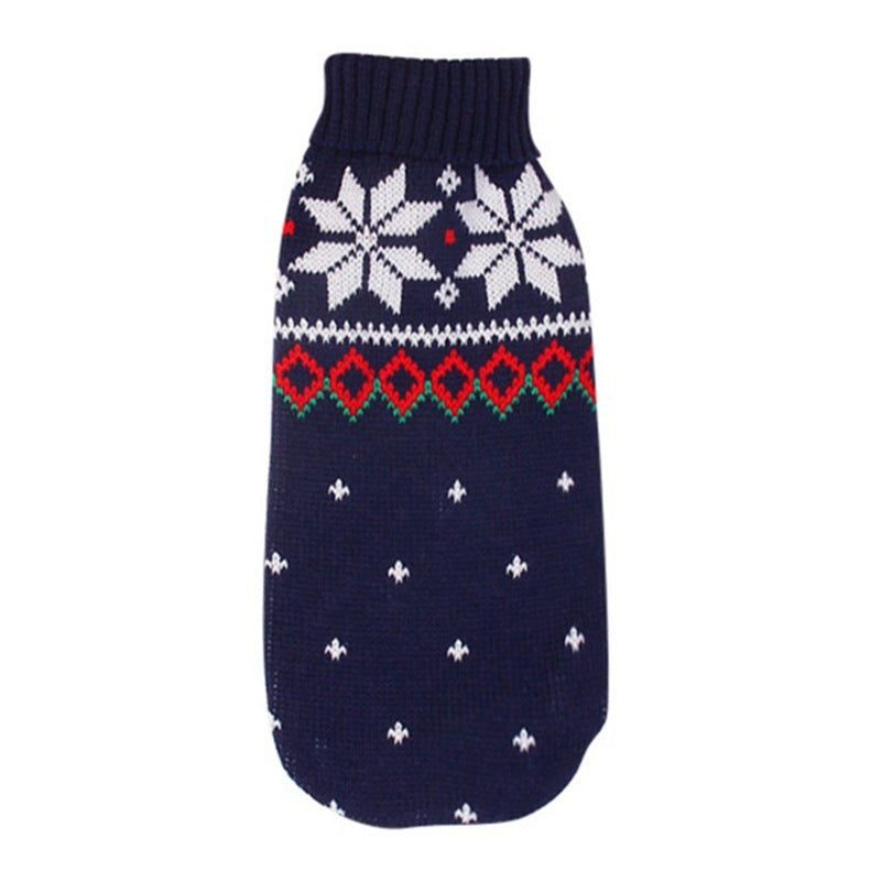 Christmas Snowflake Holiday Pet Sweater Navy Blue