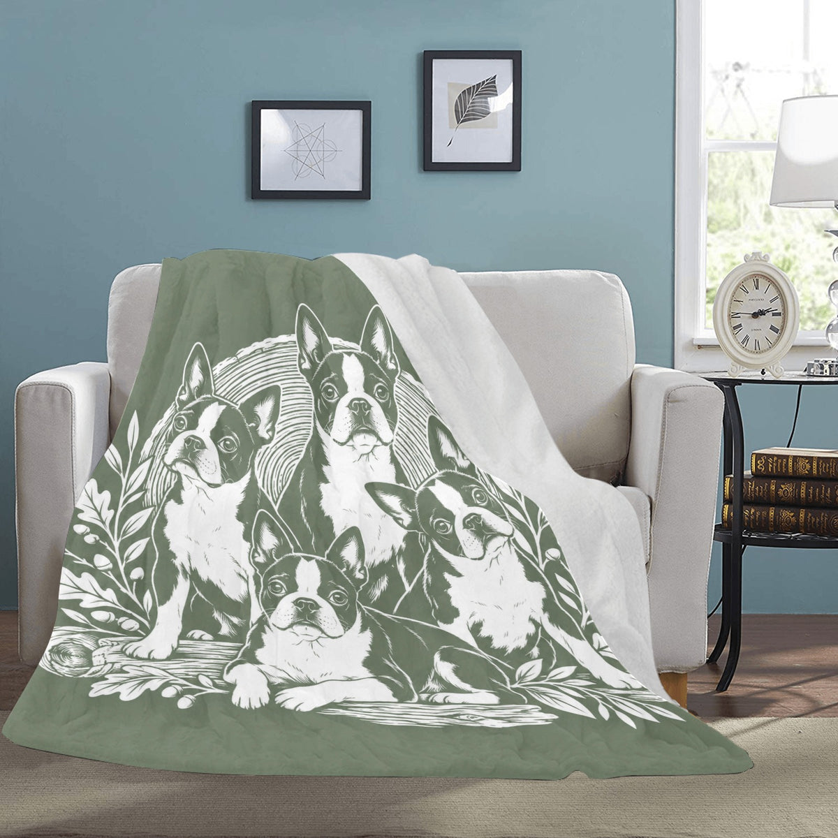 Woodland Boston Terrier Heritage Ultra-Soft Micro Fleece Blanket