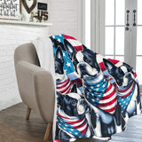 Patriotic Boston Terrier Dogs Ultra-Soft Micro Fleece Blanket