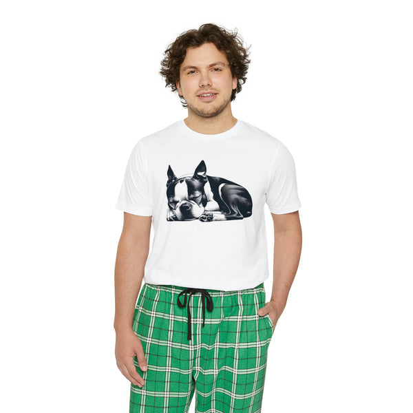 Sleeping Boston Terrier Men's Short Sleeve Pajama Set