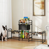 4-Bowl Elevated Dog Feeding Station with Storage – Adjustable Height Stand for Multi-Dog Homes .