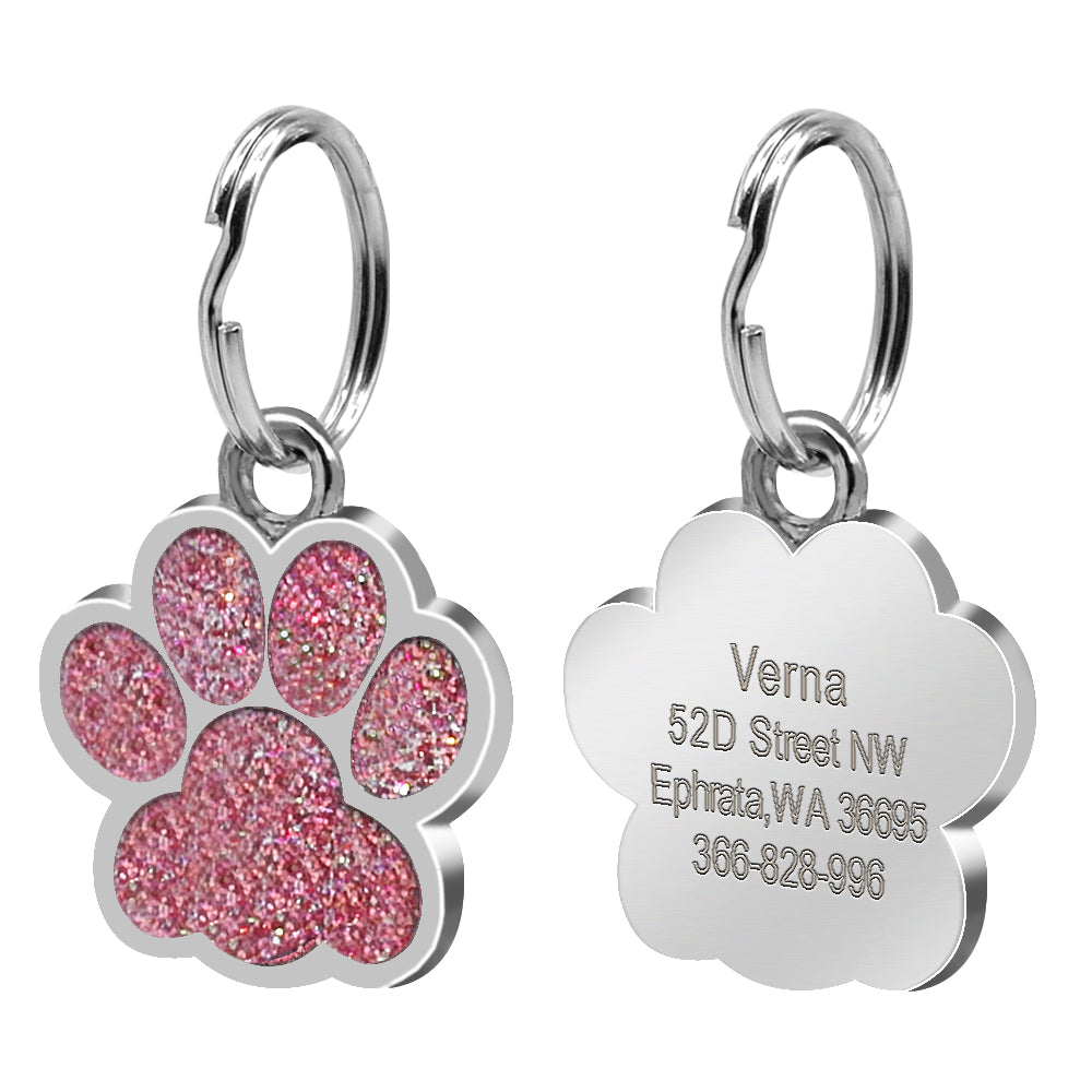 Paw Footprint Dog ID Tag