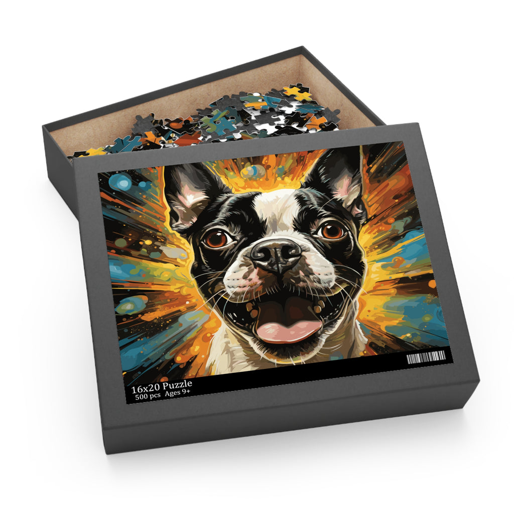 Zoomies Excitement Boston Terrier Dog Puzzle (120, 252, 500-Piece)