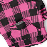 Dog Zip-Up Hoodie - Pink And Black Plaid