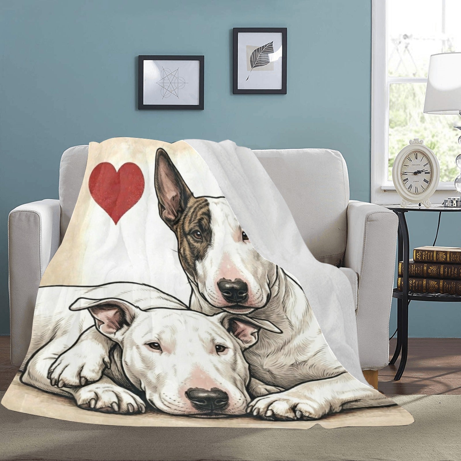 Two Miniature Bull Terriers Love Portrait Ultra-Soft Micro Fleece Blanket