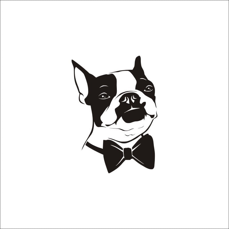 Gentle Boston Terrier Dog With Bowtie Wall Sticker