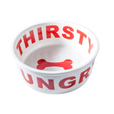 Thirsty Hungry Ceramic Dog Bowl