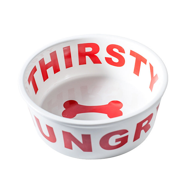 Thirsty Hungry Ceramic Dog Bowl
