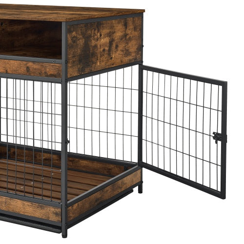 Furniture Dog Crate Double Door - Rustic Brown