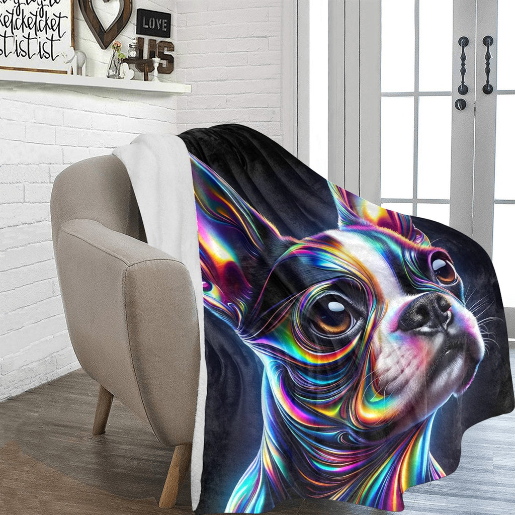 Iridescent Boston Terrier Dog Ultra-Soft Micro Fleece Blanket