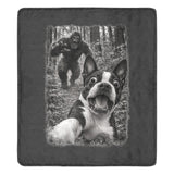 Bigfoot Chase Boston Terrier – Funny Sasquatch Dog Graphic Ultra-Soft Micro Fleece Blanket