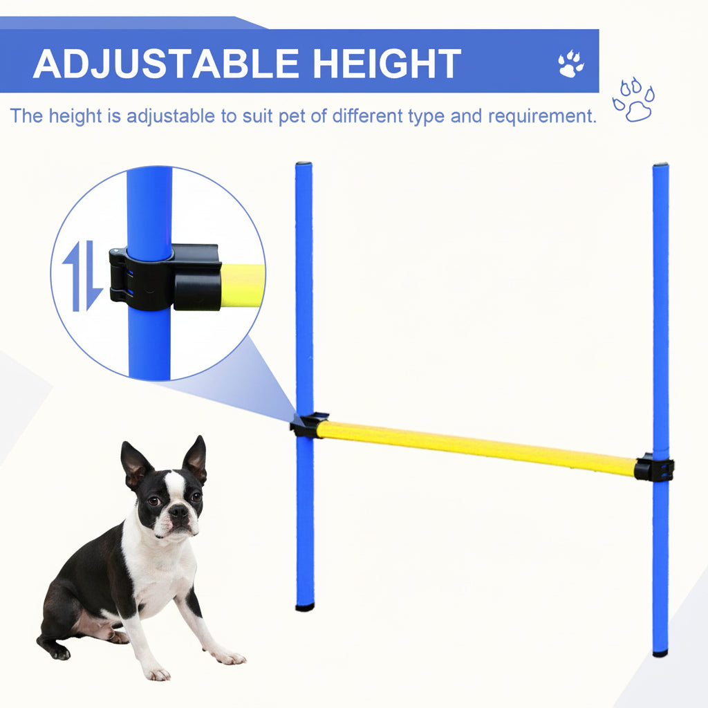 Competition Dog Agility Equipment Obstacle Course Set for Outdoor Backyard, Blue and Yellow .