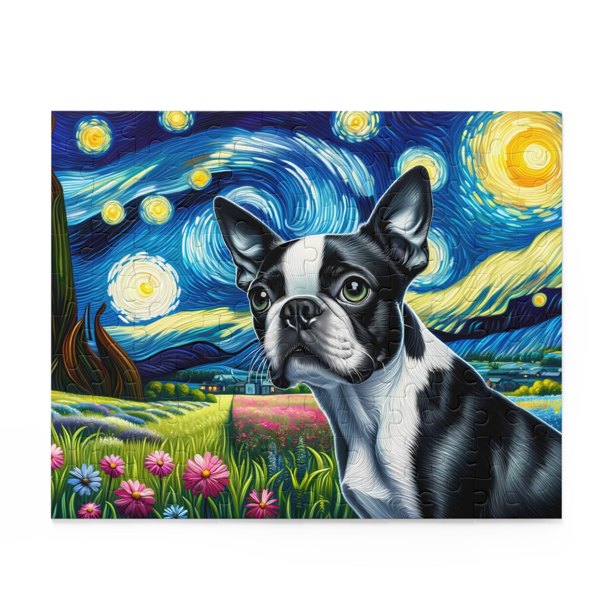 Starry Night - Boston Terrier Dog Puzzle (120, 252, 500-Piece)