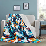 Colorful Origami Boston Terriers Ultra-Soft Micro Fleece Blanket