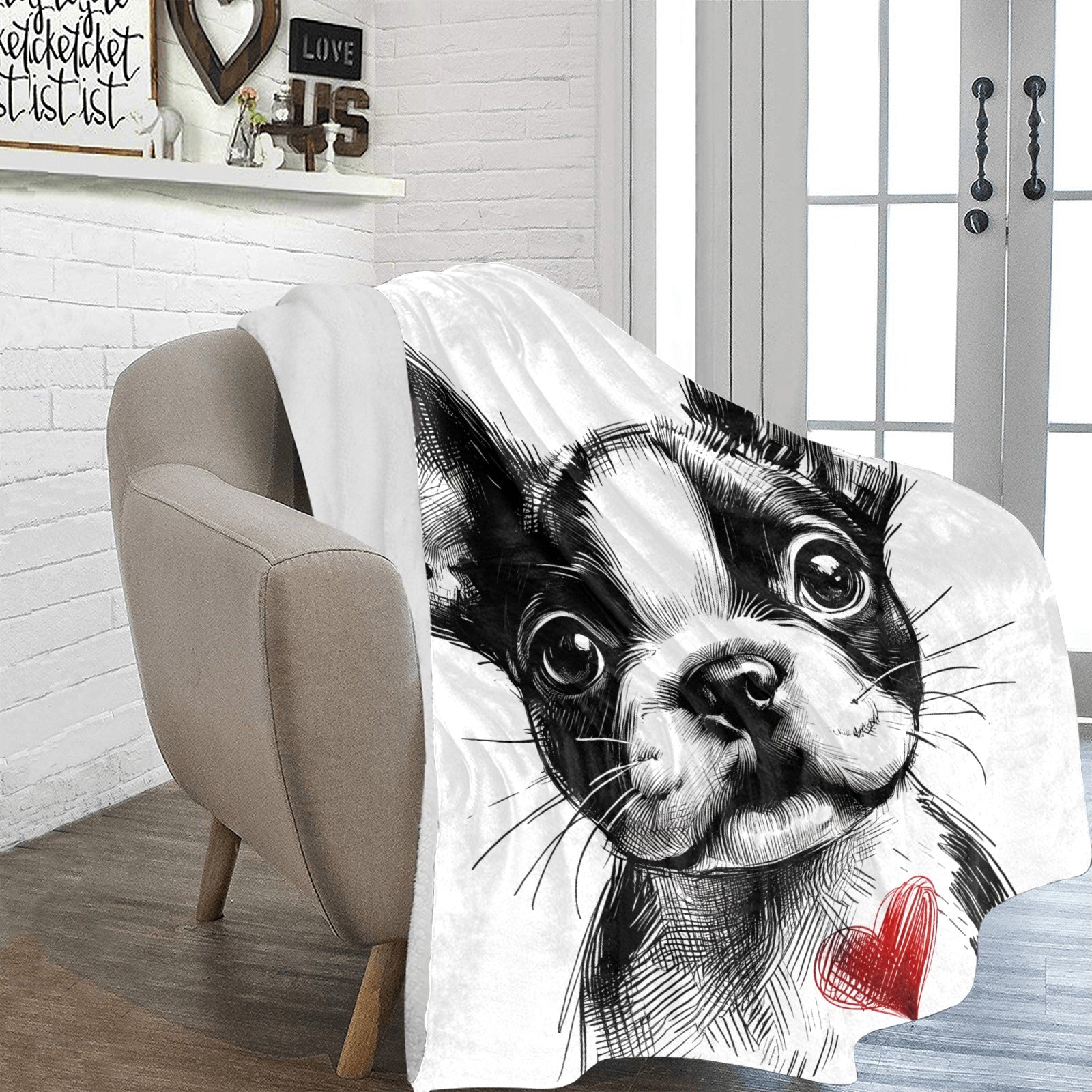 Boston Terrier Heart Ultra-Soft Micro Fleece Blanket