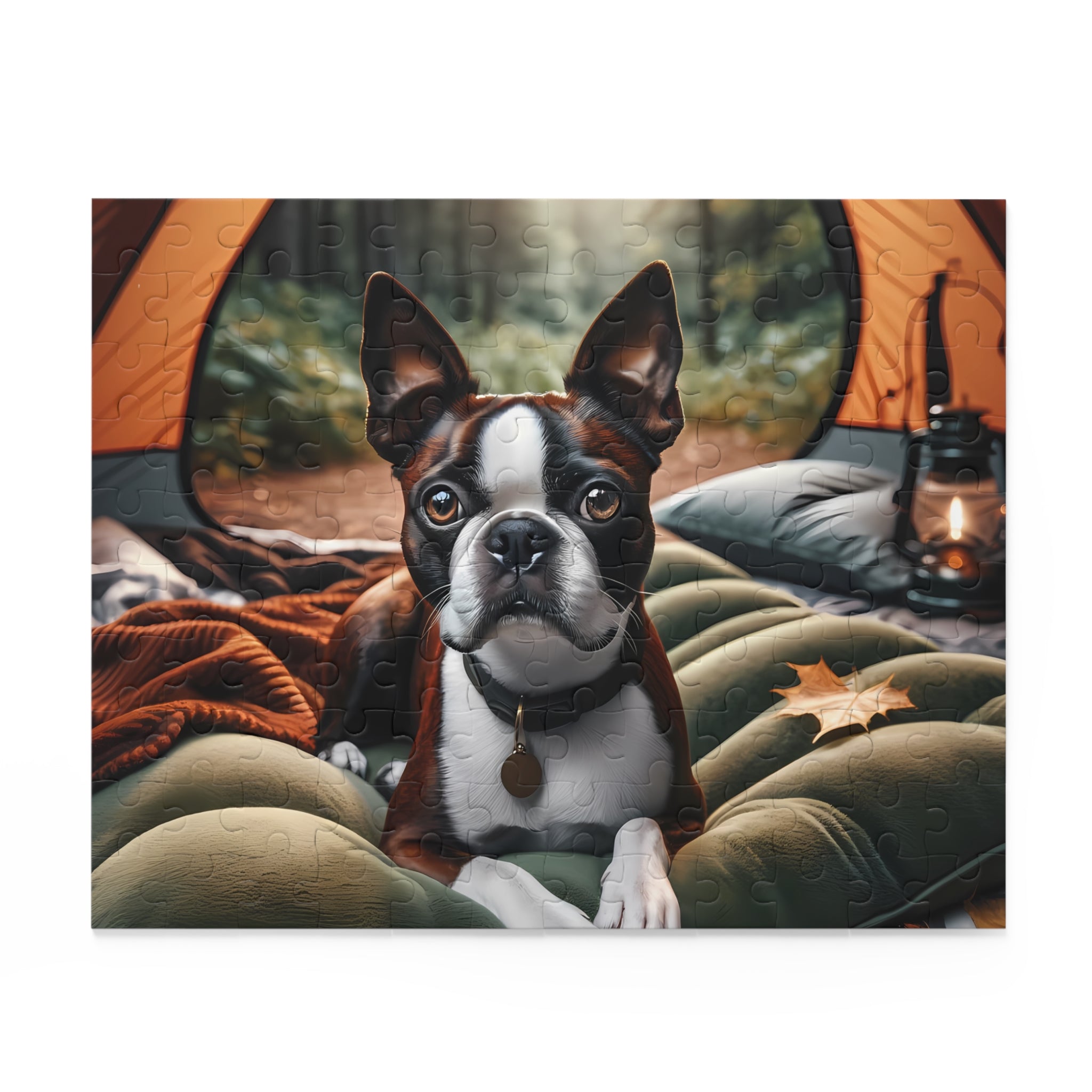 Camping Boston Terrier Dog Puzzle (120, 252, 500-Piece)