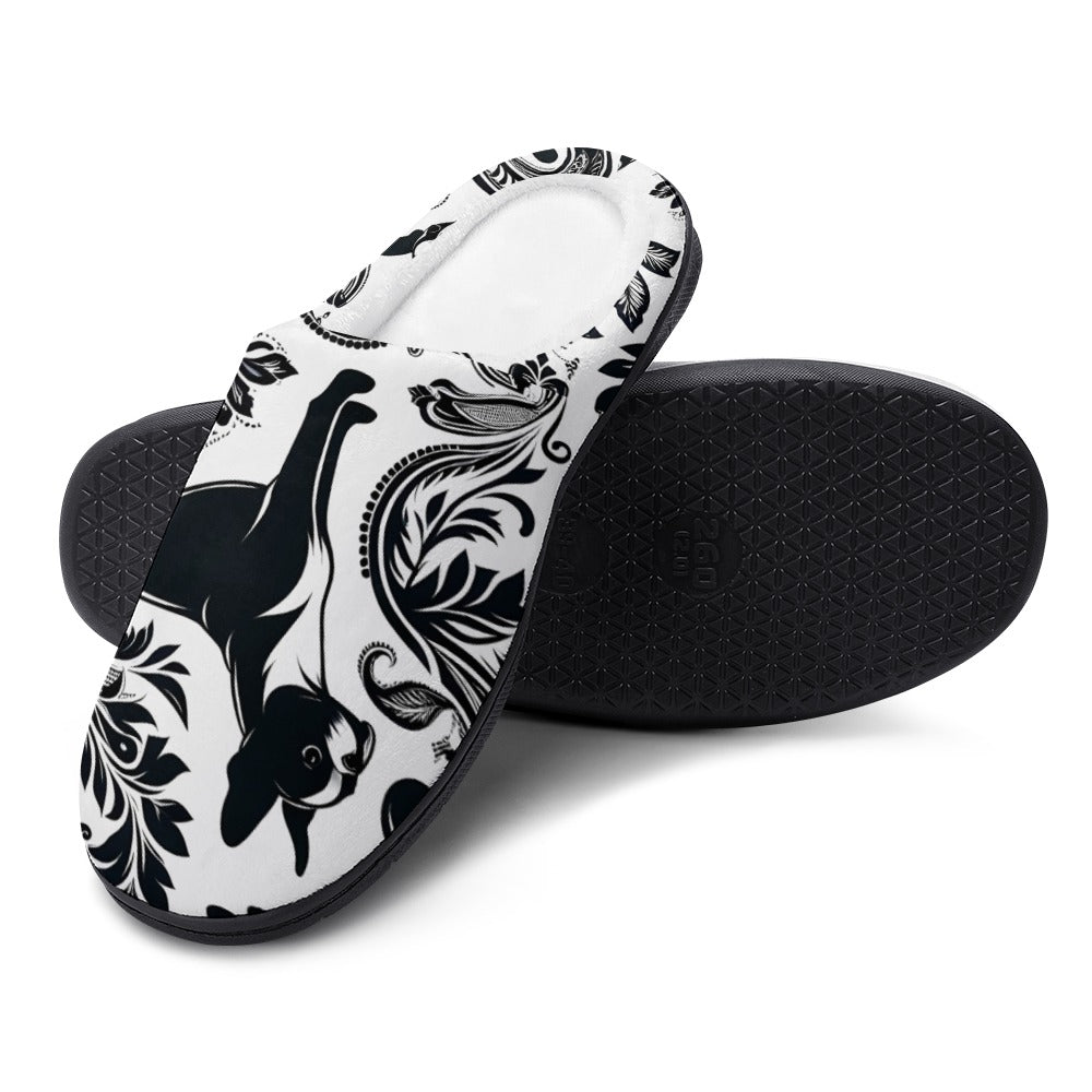 Paisley Pup - Boston Terrier Dog Women's Cotton slippers