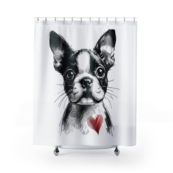 Boston Terrier Heart Shower Curtains