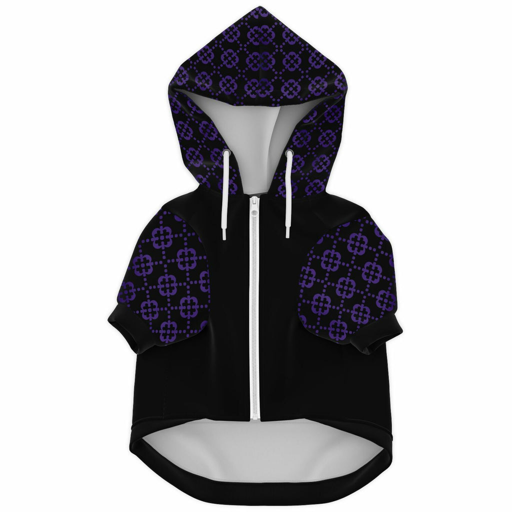 Fashion Dog Zip-Up Hoodie - Ornamental Purple Floral