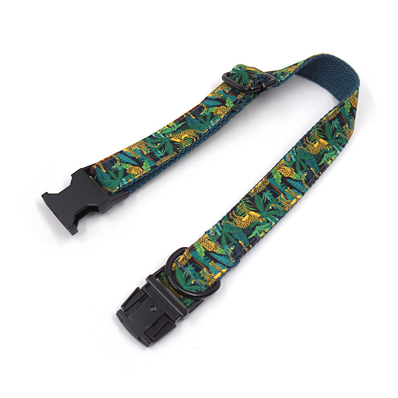 Jungle Leopards Dog Collar With Bow Tie And Leash