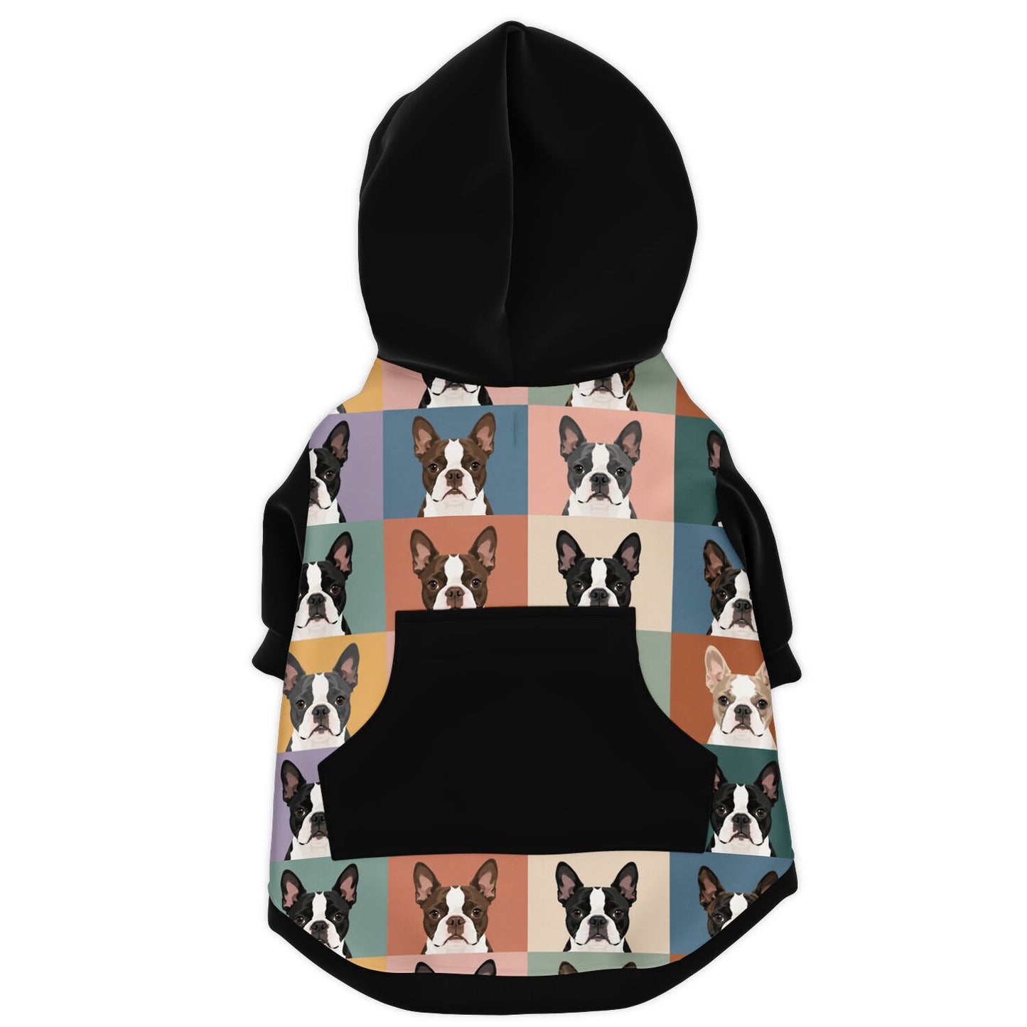 Pop Art Style Colored Boston Terriers Modern Tiles Pattern Fashion Dog Zip-Up Hoodie .