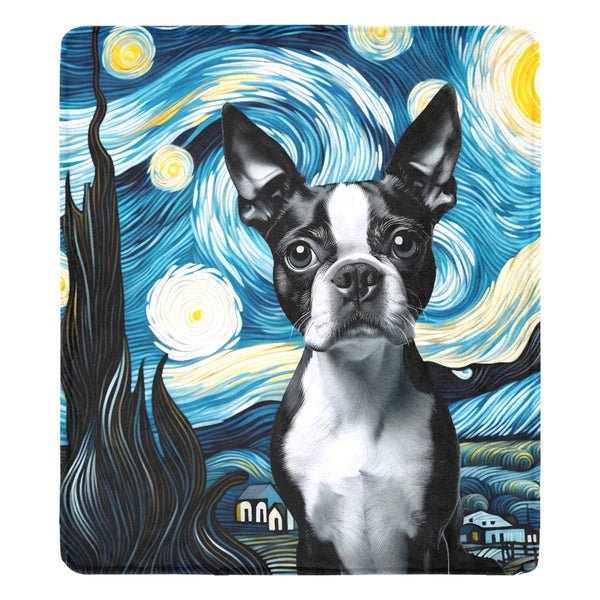 Starry Night - Boston Terrier Dog Ultra-Soft Micro Fleece Blanket