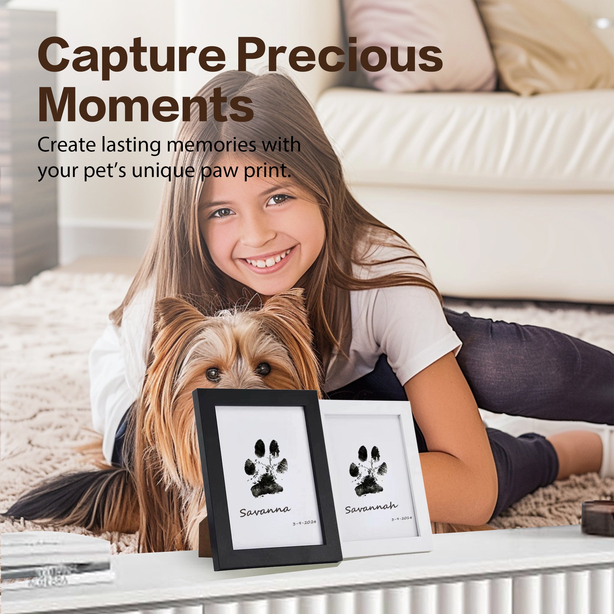 DIY Pet Paw Print Frame Kit Personalized Memorial With Ink