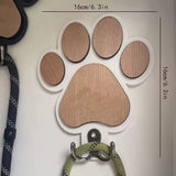 Paw Print Wooden Dog Leash Holder Wall Hook – Rustic Pet Collar & Coat Organizer, Paw Design Hanger Gift for Dog Lovers