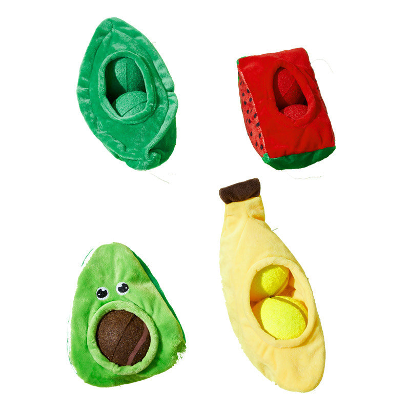 Dog Toy Dig Out Tennis Ball Loud Paper Sound Avocado Watermelon Banana