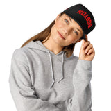 Boston Upside Down with Paw Print Embroidered 5 Panel Baseball Cap . Black