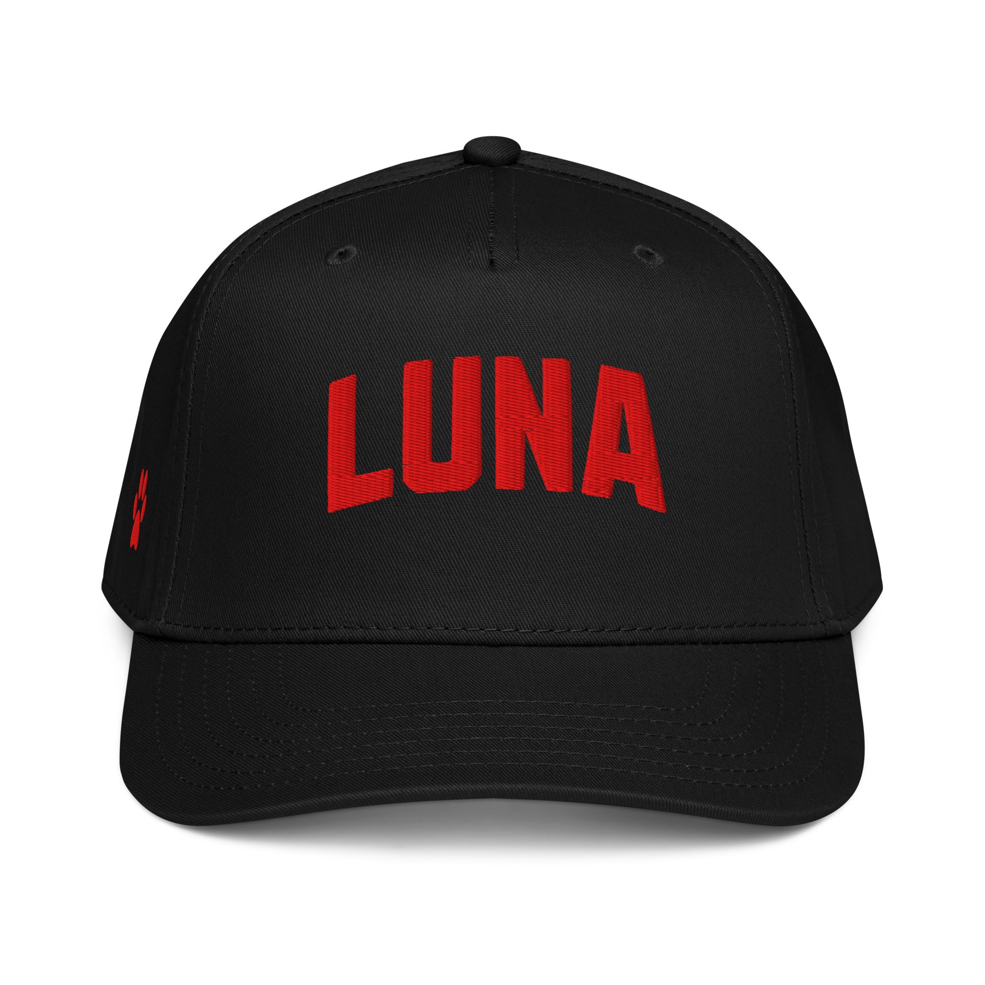 Custom Dog Name with Paw Print Embroidered 5 Panel Baseball Cap .