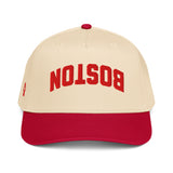 Boston Upside Down with Paw Print Embroidered 5 Panel Baseball Cap .