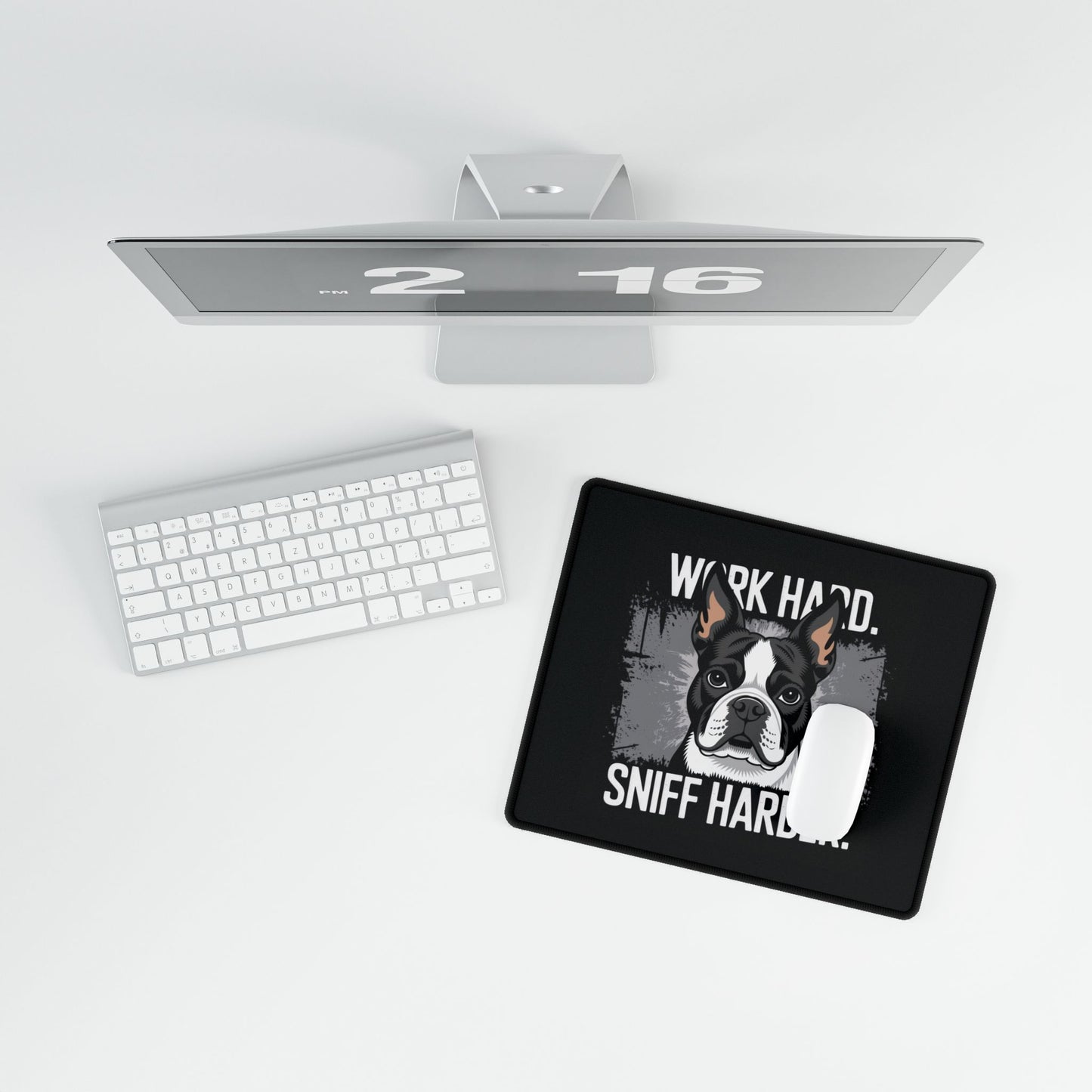 Work Hard Sniff Harder Desk Mat - Bulldog Desk Pad, Office Decor, Pet Lover Gift, Fun Workspace Accessory, Gamers' Mouse Pad